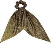 Jessidress® Elegante Elastiek met lange Sjaal Feestelijke Haarsjaal Scrunchie Dames Haarsjaaltje - Goud