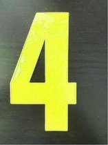 Reflecterend Cijfersticker: 4 GEEL 16,5cm  - Brievenbussticker, Plaknummer, Huisnummersticker, Kliko sticker, Containersticker