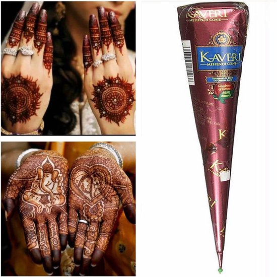 Afbeelding van Kaveri Henna tattoo inkt pasta cone tube 25gr tijdelijke neptatoo voor creativiteit-bodyart-festival-Diwali-Eid speelgoed