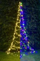 FlinQ Luxxtree Vlaggenmast Lichtketting 3m Multicolor - Licht Kerstboom - 480 LED-lichtjes - Warmwit en Multikleur - Kerstverlichting buiten - Inclusief Vlaggenmast