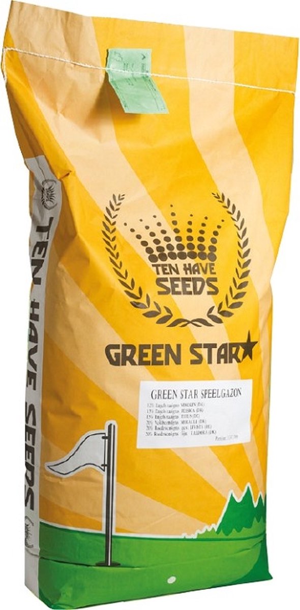 Ten Have Seeds Green Star Schaduwrijk – hoge schaduwtolerantie – hoge betredingstolerantie – gaat mos en kale plekken tegen – zorgt voor een dichte grasmat – geschikt voor een sier- of speelgazon – weinig zonlicht nodig