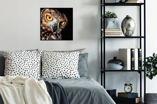 Cadre photo avec affiche - Hibou - Zwart - Jaune - 40x40 cm - Cadre pour affiche