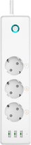 Hozard® Smart Stekkerdoos, 3 Smart Stopcontacten, 3 Smart USB Poorten, Bedien Uw Stekkerdoos Via uw App Of Allexa, Google Home and IFTTT Compatible - Wit