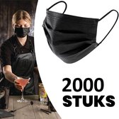 Mondkapjes Ping Bo 2000 Stuks 3 Laags - Niet Medische Wegwerp Face Mask Zwart