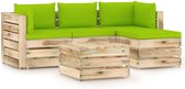 Decoways - 5-delige Loungeset met kussens groen geïmpregneerd hout