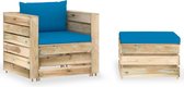 Decoways - 2-delige Loungeset met kussens groen geïmpregneerd hout