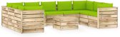 Decoways - 10-delige Loungeset met kussens groen geïmpregneerd hout