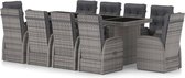 Decoways - 11-delige Tuinset met kussens poly rattan grijs
