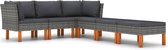 Decoways - 6-delige Loungeset met kussens poly rattan grijs