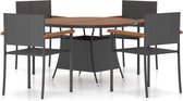 Decoways - 5-delige Tuinset poly rattan zwart