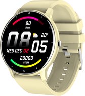 Kiraal Fit 5 - Smartwatch dames - Smartwatch Heren - Stappenteller - Full Screen - Fitness Tracker - Activity Tracker - Smartwatch Android & IOS - Beige