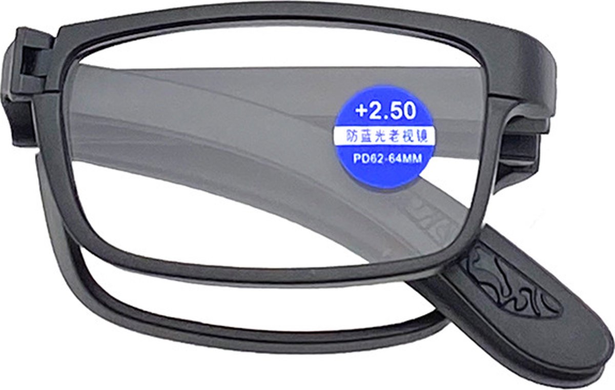 opvouwbare leesbril +2.50 incl. hardcase met riem lus.