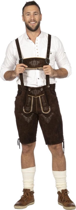 Boeren Tirol & Oktoberfest Kostuum | Bierfeest Lederhosen Duitse Dorstige Dieter Man | Maat 52 | Bierfeest | Verkleedkleding