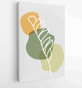 Canvas schilderij - Earth tone boho foliage line art drawing with abstract shape. Abstract Plant Art design for print, cover, wallpaper, Minimal and natural wall art. 3 -    – 1831