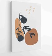 Canvas schilderij - Foliage line art drawing with abstract shape. Abstract Plant Art design for print, cover, wallpaper, Minimal and natural wall art. 4 -    – 1820081966 - 80*60 V