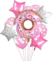 10 delig roze donut ballonpakket