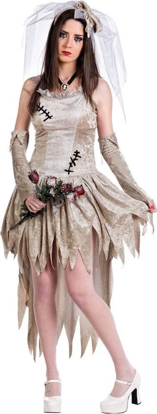 Zombie Kostuum | Compleet Afgeragde Zombie Bruid | Vrouw | Maat 46 | Halloween | Verkleedkleding