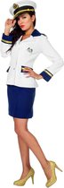 Wilbers & Wilbers - Kapitein & Matroos & Zeeman Kostuum - Officier Marine Fregat - Vrouw - Blauw, Wit / Beige - Maat 56 - Carnavalskleding - Verkleedkleding