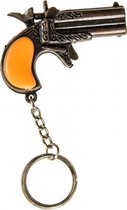 sleutelhanger pistool dubbele loop 6,5 cm bruin/zwart