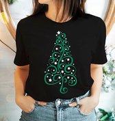 Kerst T-Shirt - Kerstboom - Zwart maat M