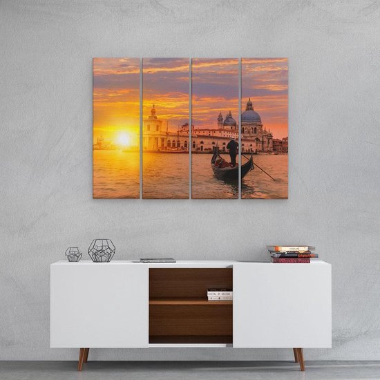 Artaza Tableau sur Toile Quadriptyque Gondole à Venetië devant la Basilique - 80x60 - Photo sur Toile - Impression sur Toile