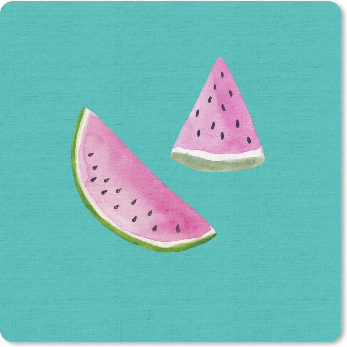 Muismat 30x30 cm - Mousepad Watermeloen - Fruit - Aquarel - Blauw - Muismatten