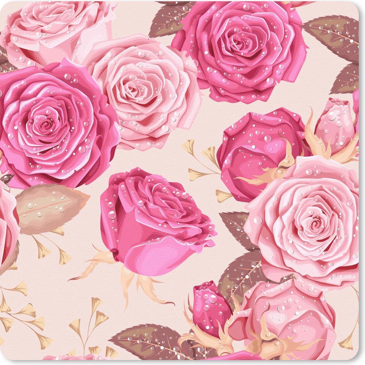Muismat 30x30 cm - Mousepad Rozen - Bloemen - Patroon - Muismatten