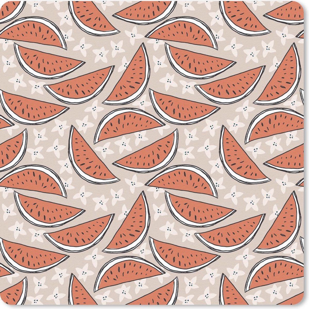 Muismat 30x30 cm - Mousepad Zomer - Watermeloen - Patroon - Muismatten