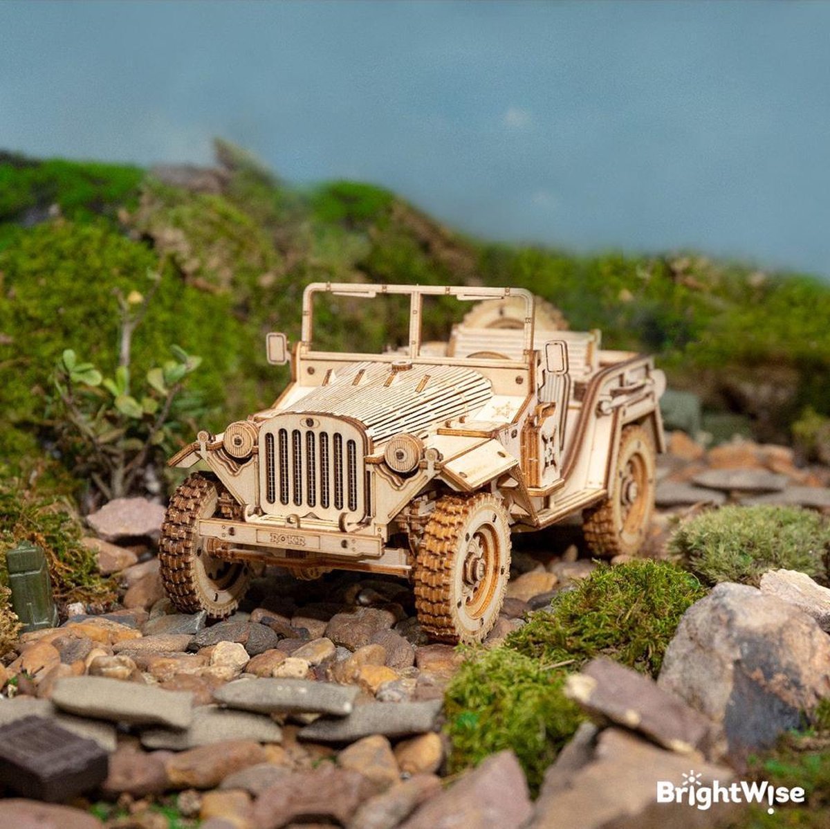 BrightWise® Robotime Jeep Hout Modelbouw Pakket Zonder Lijm - Bouwpakketten volwassenen - Bouwpakketten kinderen - Modelbouwpakketten volwassenen - Miniatuur bouwpakket volwassenen - Modelbouw auto — afbeelding 4