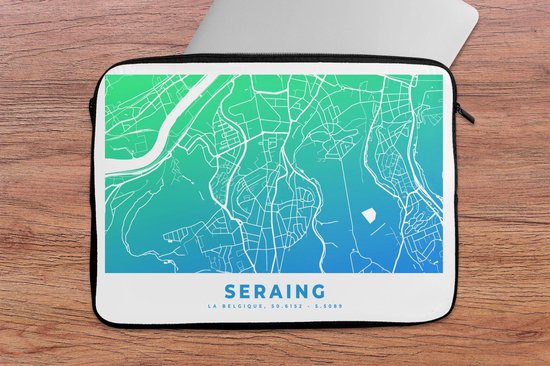 Housse ordinateur 13 pouces - Plan de la ville - Seraing - Blauw - België - Housse ordinateur