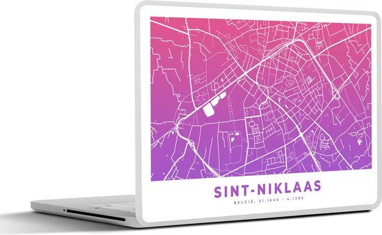 Sticker pour ordinateur portable - 14 pouces - Plan de la ville - België - Sint-Niklaas - Violet