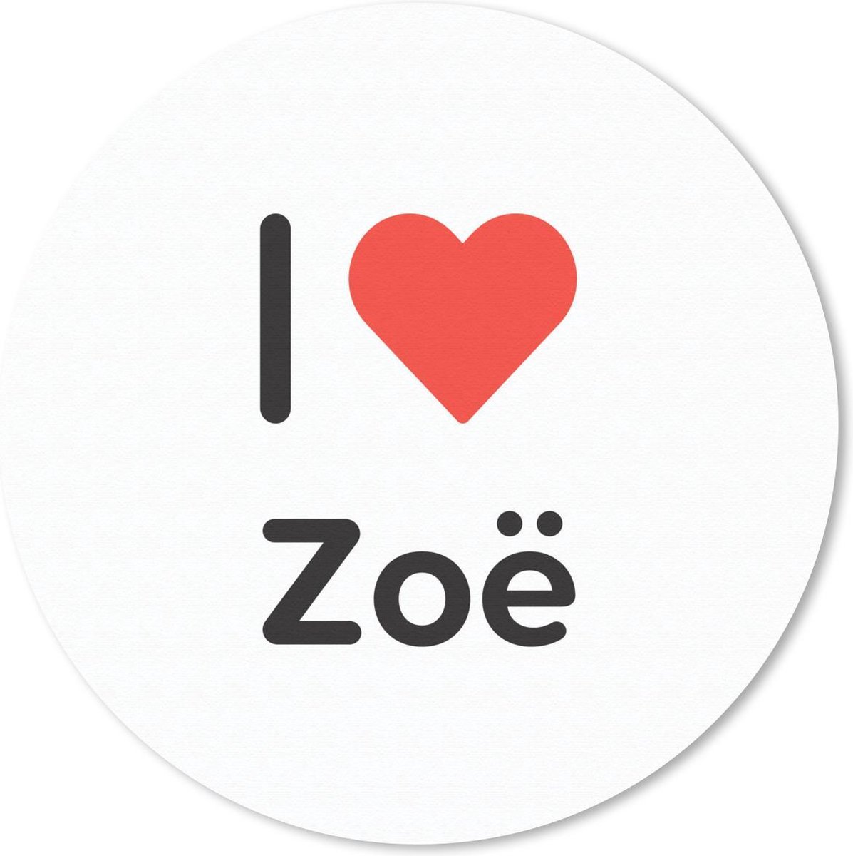 Muismat rond 30x30 cm - Mousepad I love - Zoë - Meisje - Ronde muismatten