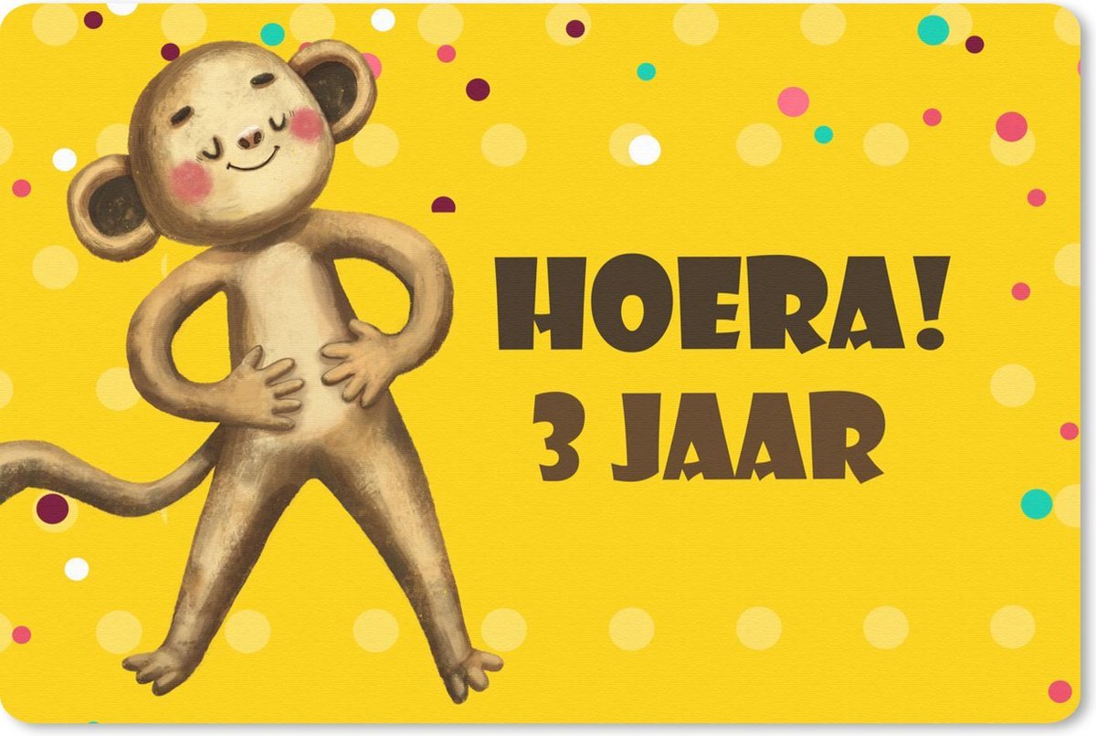 Muismat - Mousepad - Verjaardag kind jaar - Knuffeldier - 27x18 cm