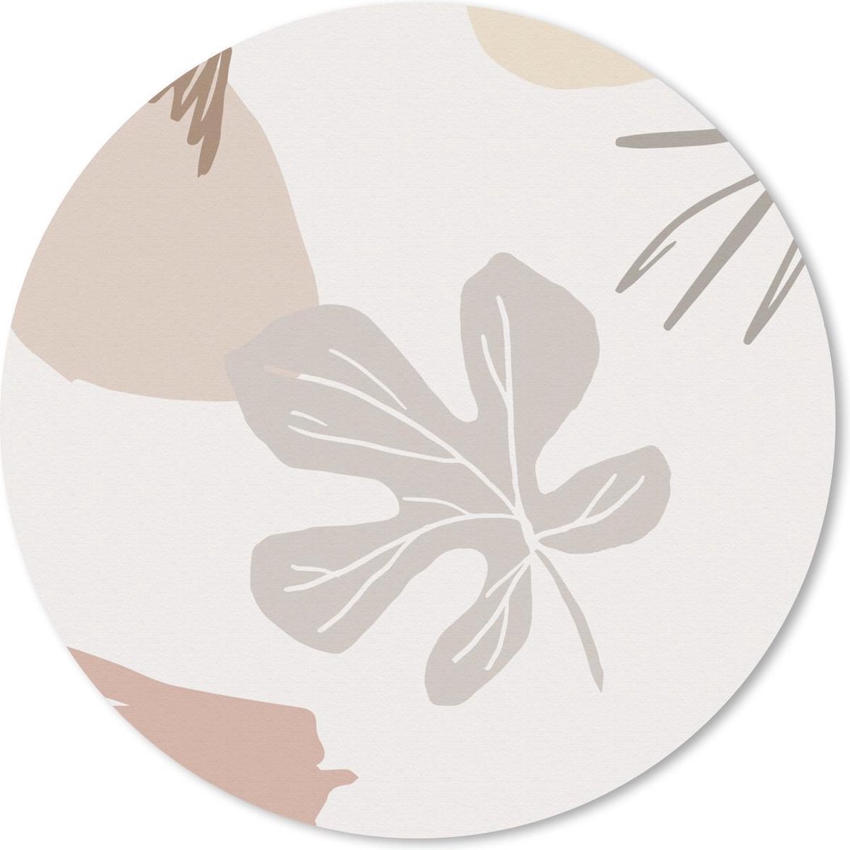 Muismat rond 20x20 cm - Mousepad Zomer - Blad - Grijs - Ronde muismatten