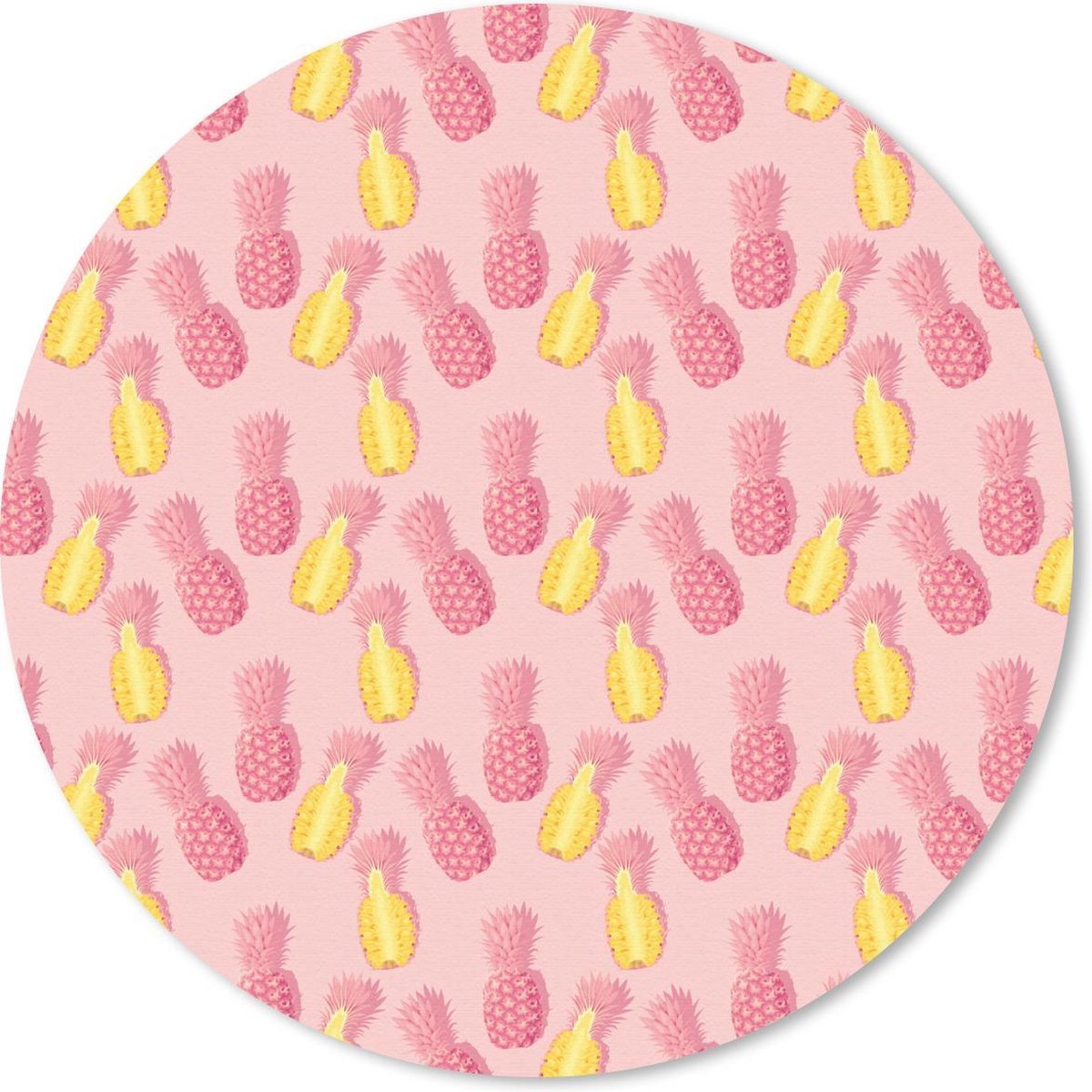 Muismat rond 50x50 cm - Mousepad Zomer - Ananassen - Patronen - Roze - Ronde muismatten