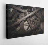 Canvas schilderij - A background of a detailed view of gears from a machine.  -     624644915 - 115*75 Horizontal