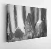 Canvas schilderij - A fragment of a picture on canvas. black and white photo  -     756422488 - 50*40 Horizontal