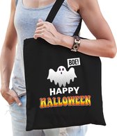 Halloween - Spook / happy halloween trick or treat katoenen tas/ snoep tas zwart - bedrukte tas / halloween / outfit
