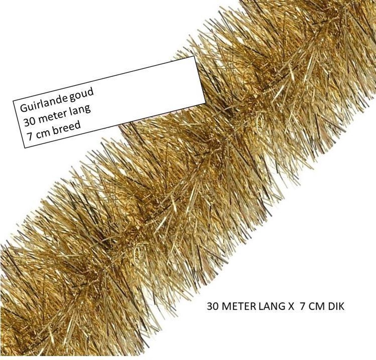 Guirlande kerstslinger metallic GOUD – 30 meter lang en 7 cm dik guirlande – kerstmis.