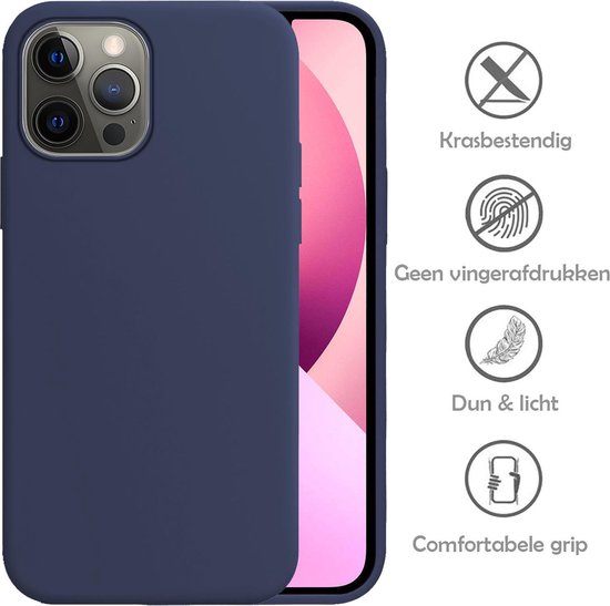 Hoesje - 2 Stuks - Geschikt voor Apple iPhone 13 Pro Max - Sterk & Shockproof - Case Siliconen - Back Cover - Telefoon Hoes - Telefoonhoesjes - Donkerblauw