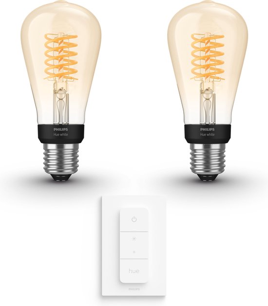 Philips Hue Uitbreidingspakket - White - Filament Edison klein - E27 - 2  lampen incl... | bol.com