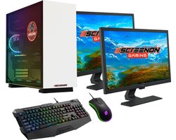 ScreenON - Gaming Set - V43037 - (GamePC.V43037 + 2 x 27 Inch Gaming Monitor + Gaming Toetsenbord en Muis)