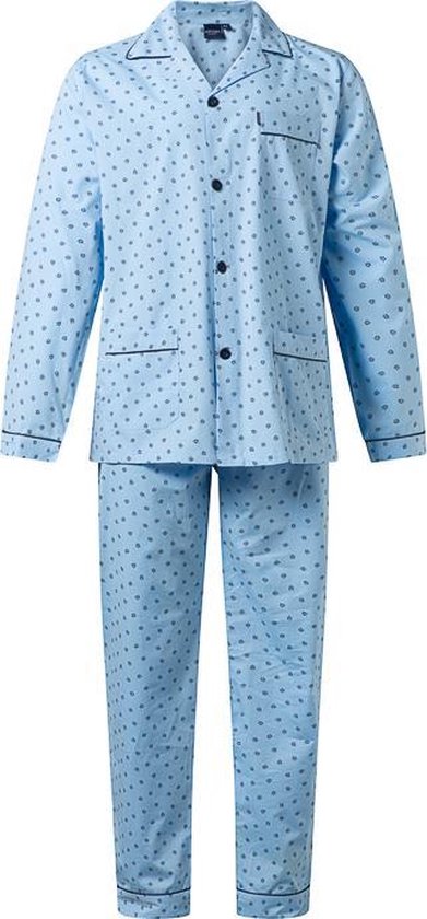 Gentlemen heren pyjama doorknoop | MAAT 56 | Kroon | blue | Poplin 100% katoen