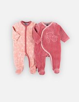 noukie's, pyjama set 2 stuks , velour , roze en hard roze, 12 maand 80