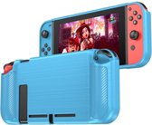 Nintendo Switch case - TPU Beschermhoes - Carbon Blauw