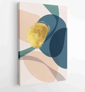 Canvas schilderij - Botanical wall art vector set. Golden foliage line art drawing with abstract shape 1 -    – 1897757467 - 80*60 Vertical
