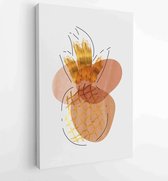 Canvas schilderij - Hand drawn tropical fruit with golden and watercolor texture 1 -    – 1912867006 - 40-30 Vertical