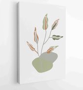 Canvas schilderij - Botanical watercolor wall art vector set. Earth tone boho foliage line art drawing with abstract shape 3 -    – 1901708020 - 80*60 Vertical