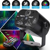 Party Laser Feestlamp 3 in 1 – Op Accu – Discolamp - Stroboscoop - Met Afstandsbediening - Lichteffect - Projector Groen Rood LED – Muziekgestuurde Discoverlichting - Sterrenhemel - Laser Op 