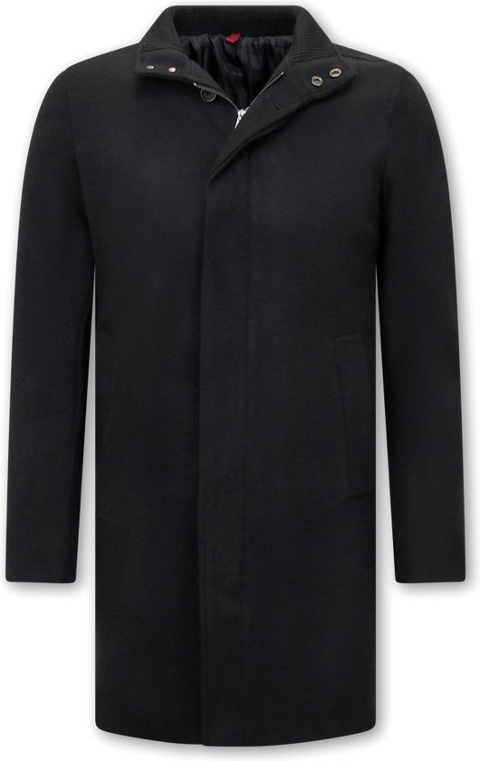 Heren Mantel - Lange Jas Heren - Trenchcoat Heren - Zwart